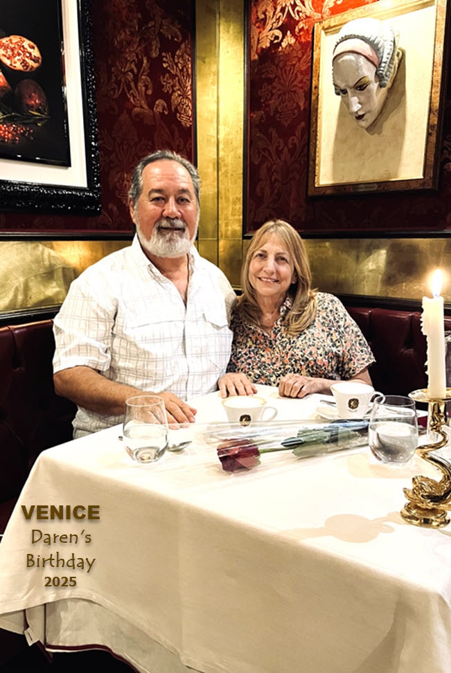 Couple dining at elegant Venetian restaurant Daren's birthday